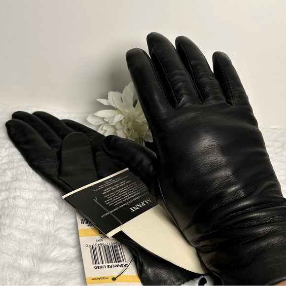 Alfani Luxe Genuine Black Leather Gloves Cashmere Lined NEW - Picture 8 of 8
